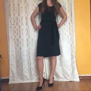 Banana Republic black cowl neck midi dress